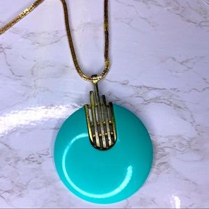 Blue Vintage 1970 pendent with chain